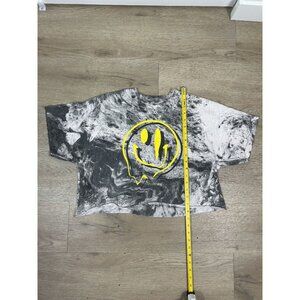 Pacsun One Love Tie Dye Drippy Smiley Face Crop Top Shirt Womens L